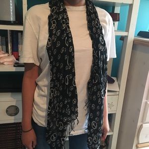 Black with Peace Marks Scarf